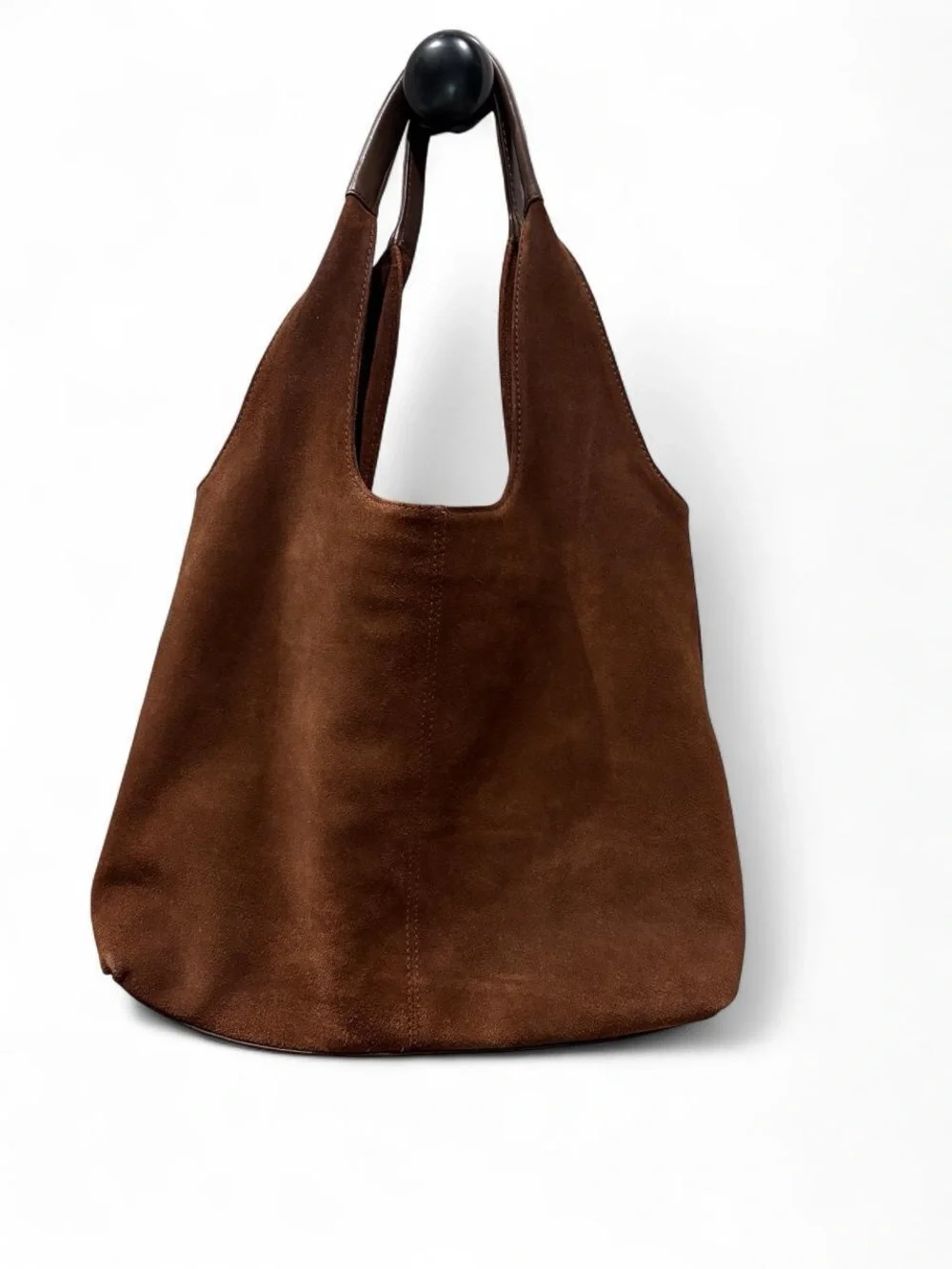 Brown Suede Tote Bag - Minimal Everyday Shoulder Bag